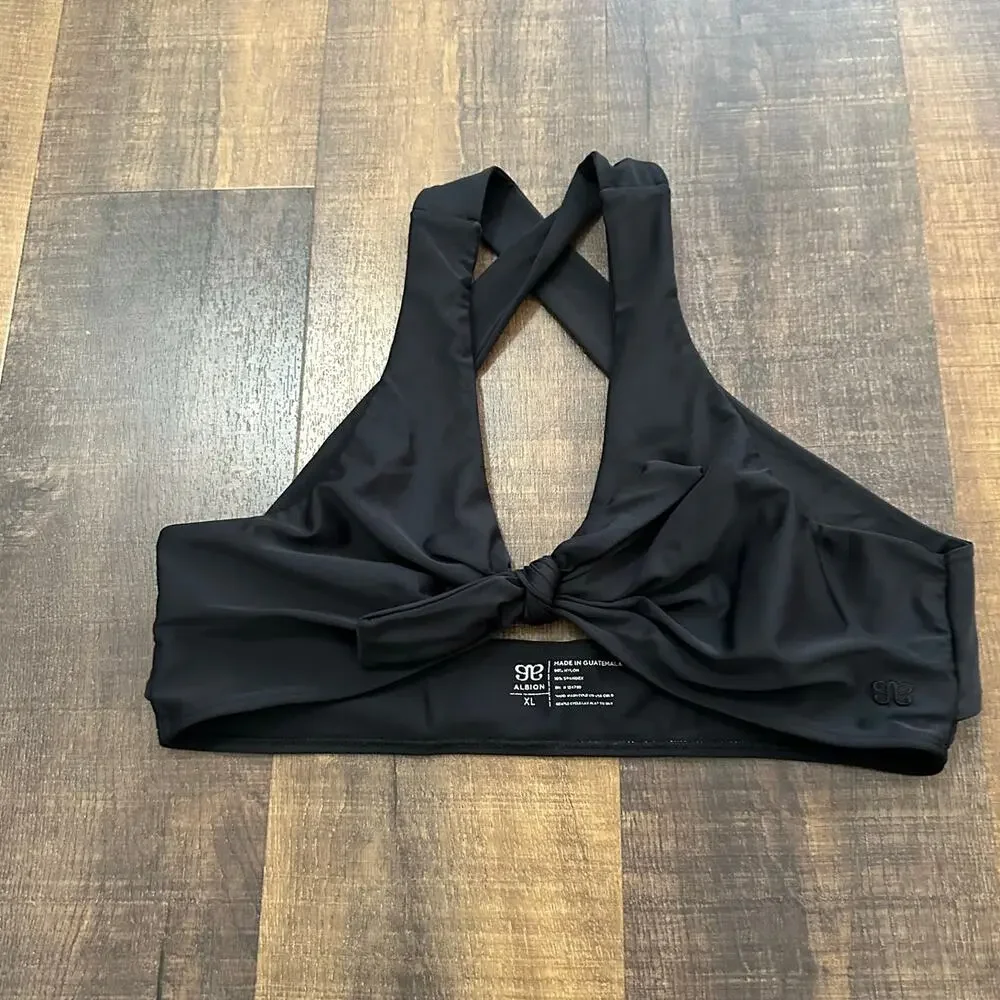 Albion Fit Black Front Tie Bikini Swim Top Size XL - Picture 7 of 8